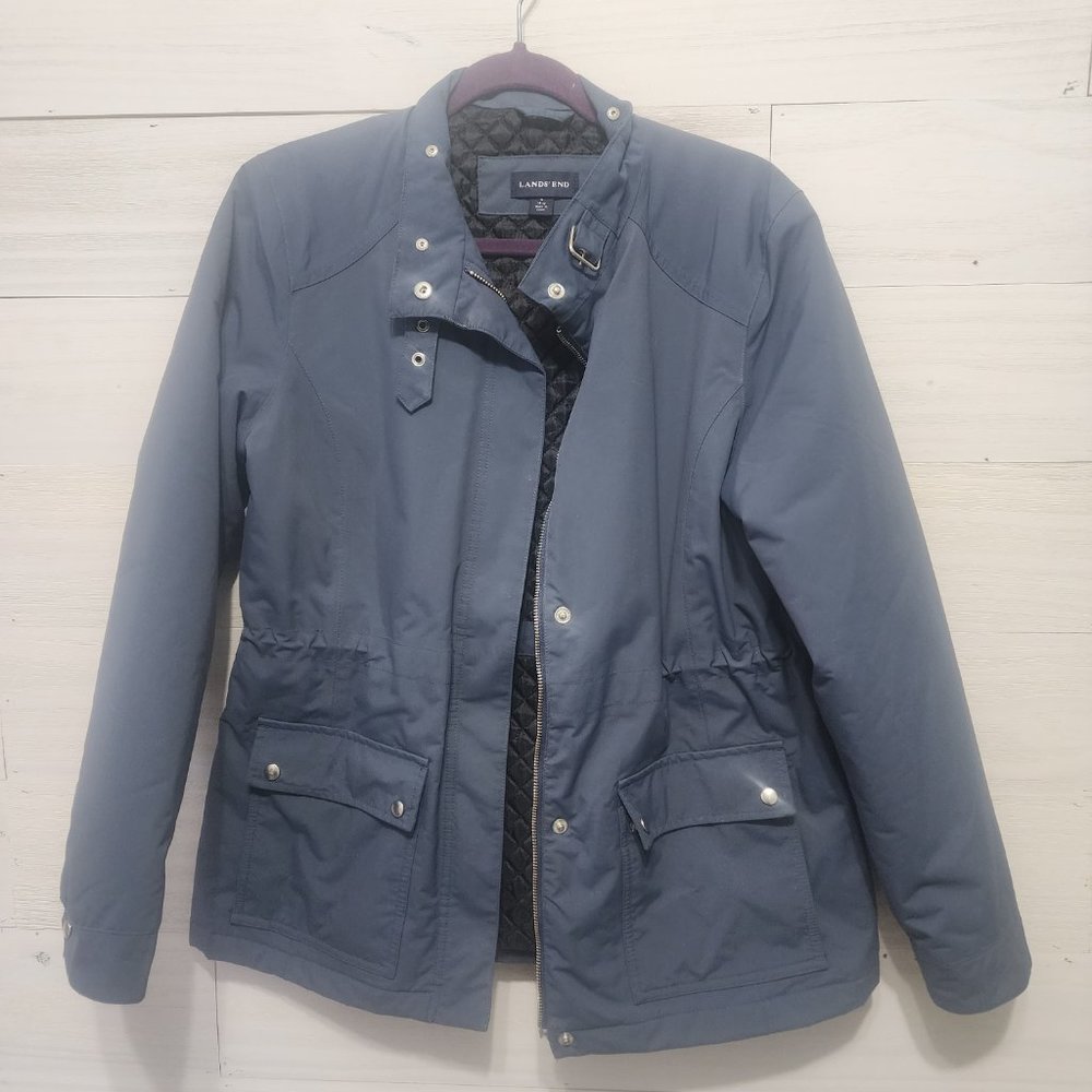 Quilted, Blue, Lands, End, Jacket, Extra, Large, Warm, Comfy